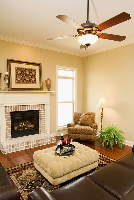 A fireplace as a focal point in a living room  