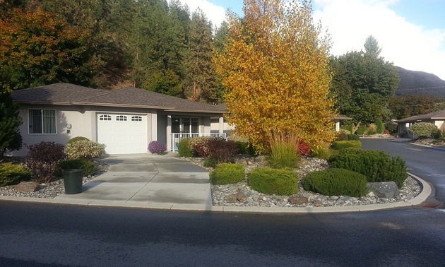 A semi-detached townhouse (rancher) in Clifton Estates, a 55 + community in Grand Forks, BC.