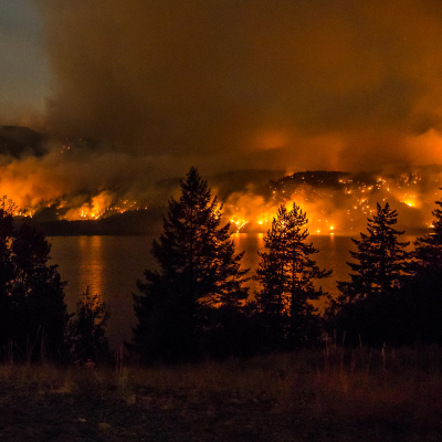 Wildfires raged around Moyie Lake in 2017. 