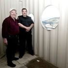 Mayor Dean McKerracher and Fire Chief Bernie Van Tighem stand on the second level of the new fire training facility in Elkford on May 15, 2012.
