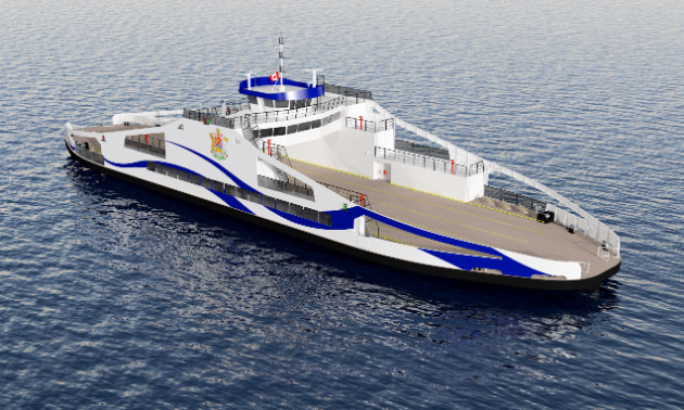 A computer-generated rendering of the new Kootenay Lake ferry.