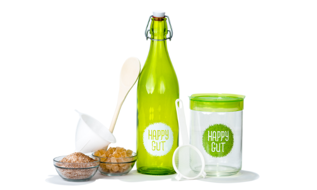 Happy Gut water kefir is a live probiotic sparkling beverage.