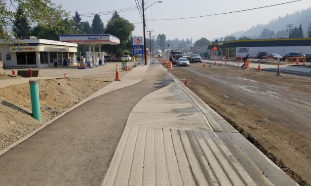 Widened sidewalks are just one of the many upgrades that have been completed on Castlegar’s Columbia Avenue. 