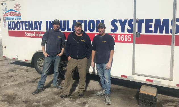 Dan Moberg (centre) is owner, manager, labourer, janitor and CEO of Kootenay Insulation Systems Ltd.