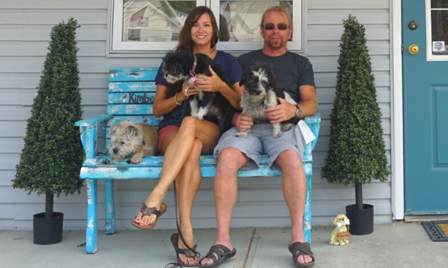 Erin Thompson and Brian Sondergaard with their dogs