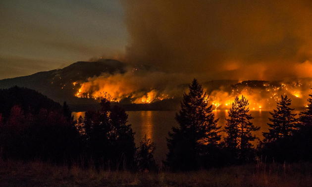 Wildfires raged around Moyie Lake in 2017. 