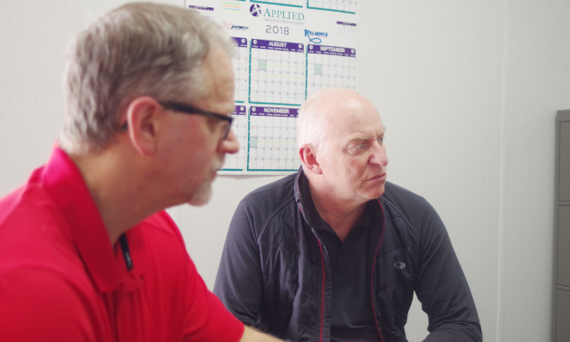 (L to R) Curtis Jeffrey, human resources manager, and Gavin Baxter, general manager, take pride in Skookumchuck Pulp Inc.