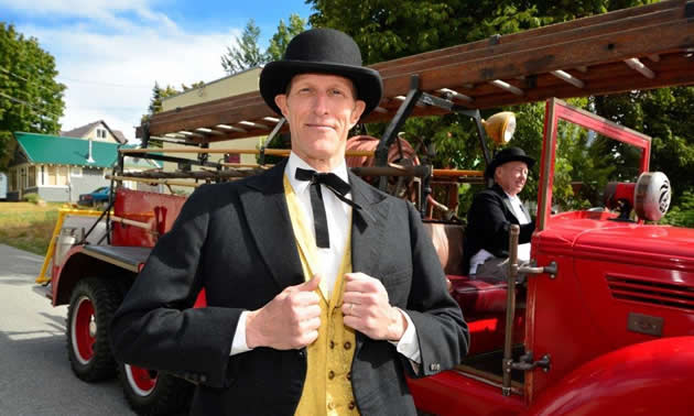 Aaron Cosbey, internationally recognized development economist, took part in the Golden City Days Parade in his role as city councillor for Rossland, B.C.