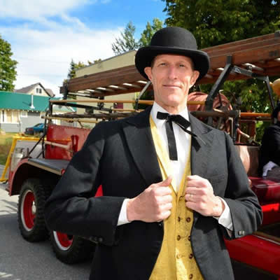 Aaron Cosbey, internationally recognized development economist, took part in the Golden City Days Parade in his role as city councillor for Rossland, B.C.