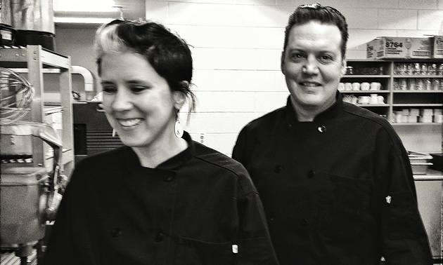 Erin Bruce and Patrick McInnis in their catering kitchen in Nelson, B.C.