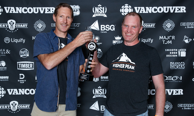 Jordan Aasland and Rusty Cox of Fisher Peak Brewing Company at the BC Beer Awards. 