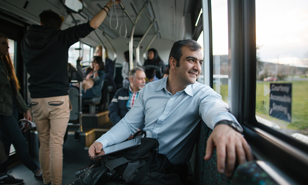 BC Transit passengers relax and take in the sights on a stress-free journey/commute.