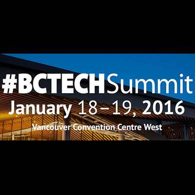 Graphic for the BC Tech Summit, held in Vancouver on January 18th-19th, 2016. 