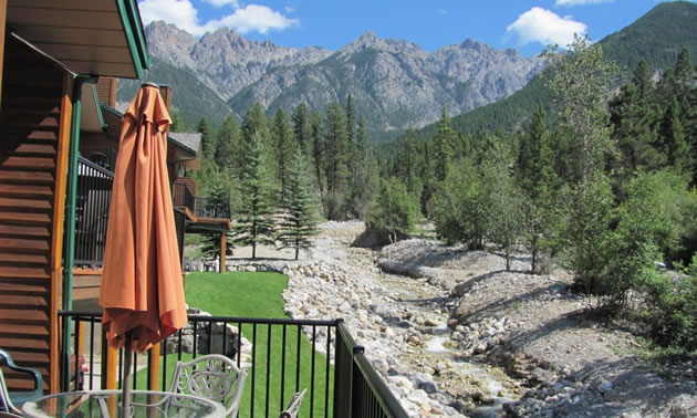 Picture of townhouse balcony with mountain views. 