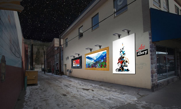 The Revelstoke Visual Arts Society will install artworks in alleyways, like this concept photo. 