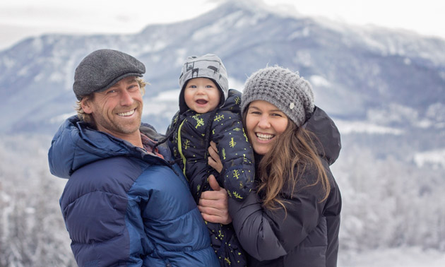 Derek Bird, Lynn Henderson and child. 