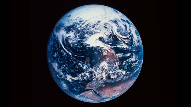 A photo of the Earth from space.