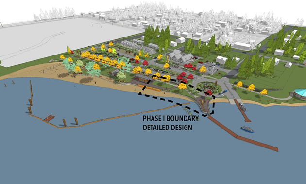 Rendition of work to be done at Village of Slocan waterfront. 