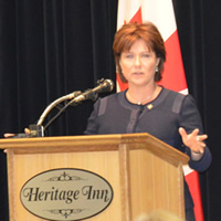 Premier Christy Clark speaking at the Heritage Inn in Cranbrook