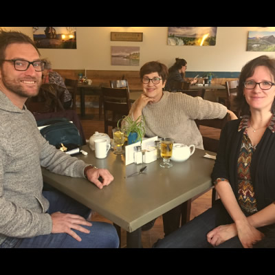 David Bonk, CEO, HomeFree Living was able to take his sustainable housing initiative to the next level thanks to research conducted by College faculty researcher Becky Pelkonen (centre), and overseen by Gaby Zezulka, Chair, Academic Innovation and Applied Research.
