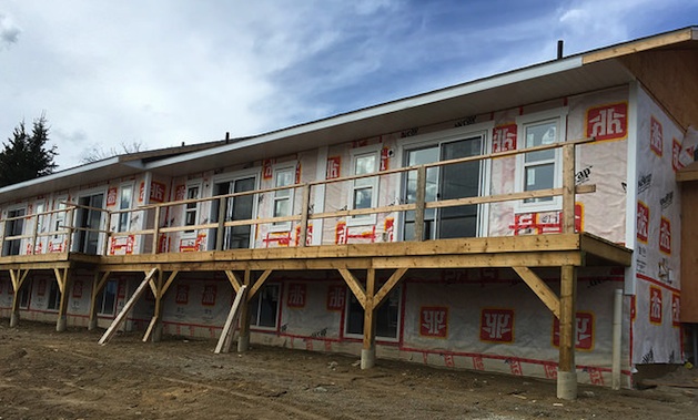 A view of the CVCHS project under construction from the outside.  The siding still needs to be added and the deck needs to be completed.