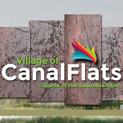 Rendition of Canal Flats sign. 