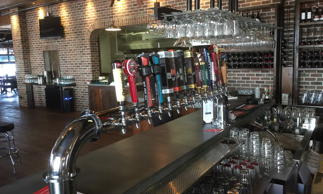 Interior of Casey's Community House, showing bar.  