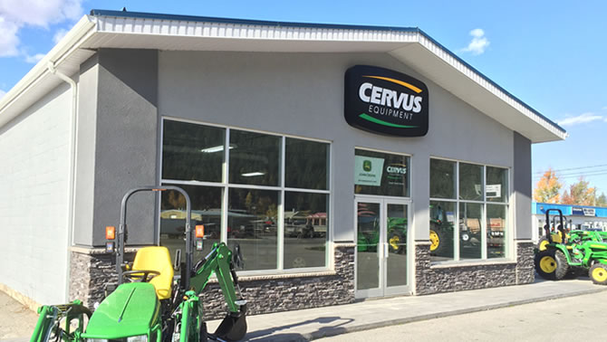 Picture of the new Cervus Equipment storefront in Creston, B.C. 