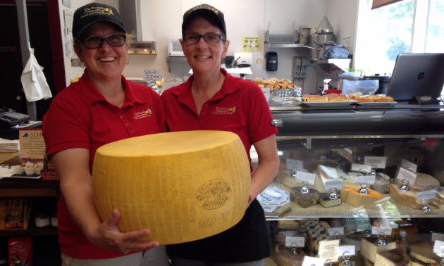 Joy Guyot (L) and Michelle Nagy-Deak are co-owners of the French Connection Cheese Club in Golden.