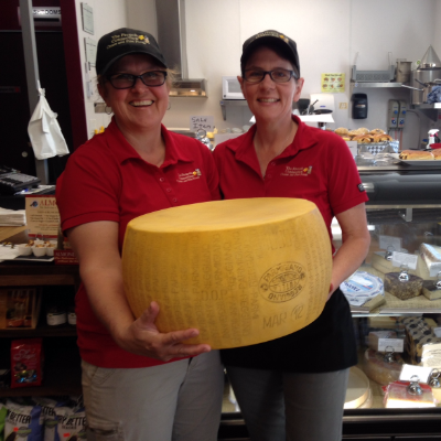 Joy Guyot (L) and Michelle Nagy-Deak are co-owners of the French Connection Cheese Club in Golden.