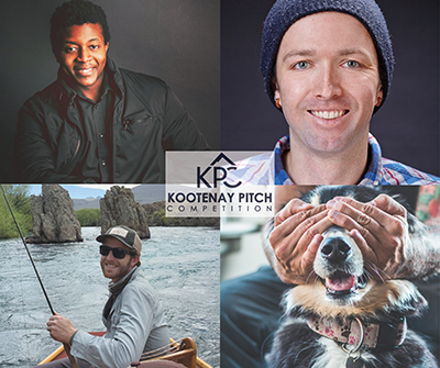 Kootenay Pitch No. 2 competitors: Top left: Wesley Fakrogha of Stuuli in Castlegar; top right: Kyle Hamilton of Sucre Interactive Technologies in Fernie was the winner; bottom left: Dusty Geyer of Continuity Craftworks in Nelson. 