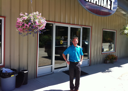 General manager Jamie Cox stands out front of the brand new Crawford Bay Market.