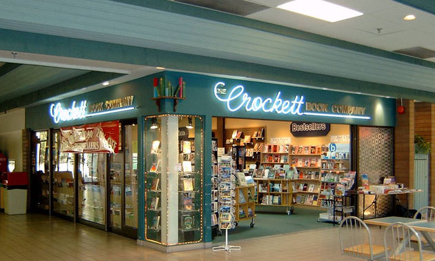 Interior view of Crockett Book Co. in mall. 