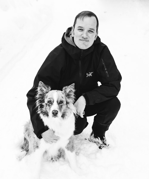 Dave MacLeod with dog. 