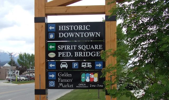 Directional town sign
