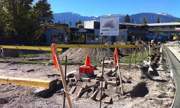 Downtown square under re-construction in Invermere