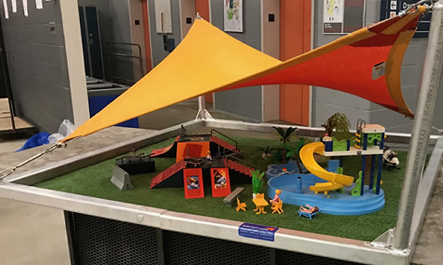 A miniature water park with colourful shades on top; this is what they brought to their Dragons' Den appearance.