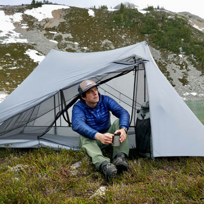 A lightweight backpacking tent  made by Durston Gear in Golden, B.C.
