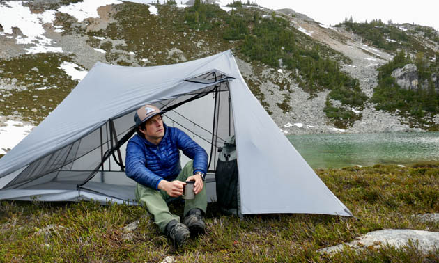 A lightweight backpacking tent  made by Durston Gear in Golden, B.C.
