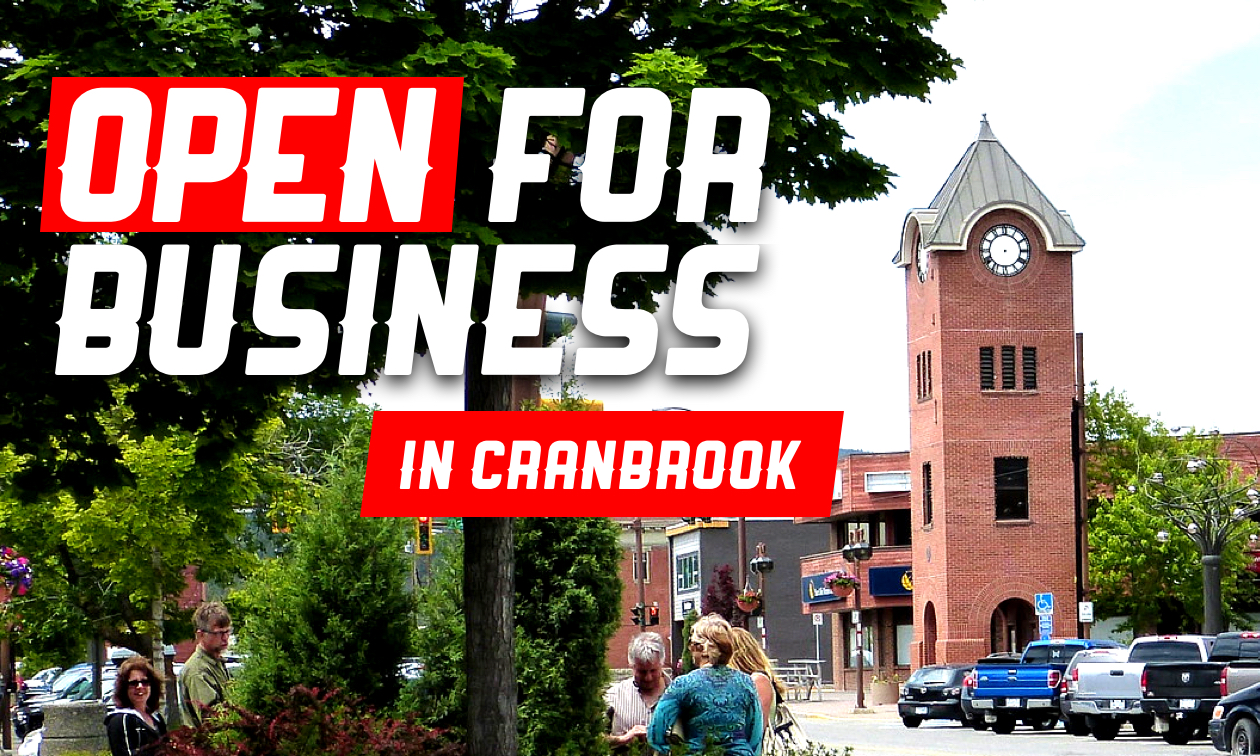 Downtown Cranbrook, including the clock tower.