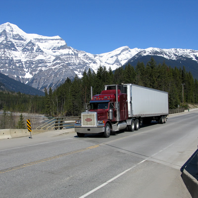 Trucker crossing bridge in B.C., Highway 16, (Robson River Bridge),  and uses ELD.