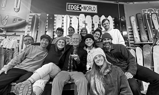Black and white photo of Edge of the World team. 