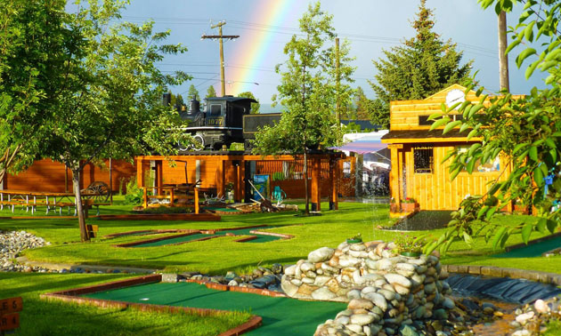 Murals are lined along the Elizabeth Lake Lodge golf course.