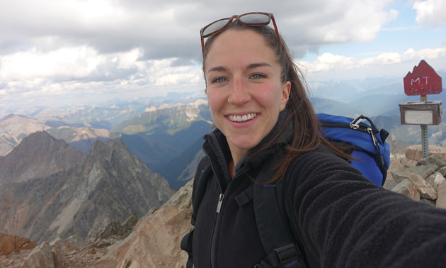 College of the Rockies Bachelor of Science in Nursing student Emily East, seen here atop Mount Fisher,  is one of almost 100 recipients of Columbia Basin Trust Bursaries.