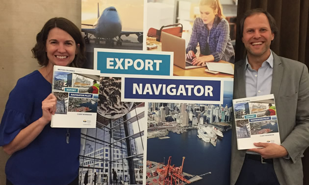 Andrea Wilkey and Michael Hoher promote  the benefits of Export Navigator.