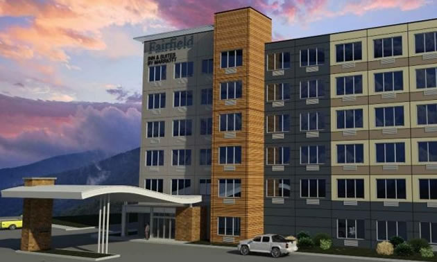 An artist's rendition of the proposed Fairfield Inn in Revelstoke. 