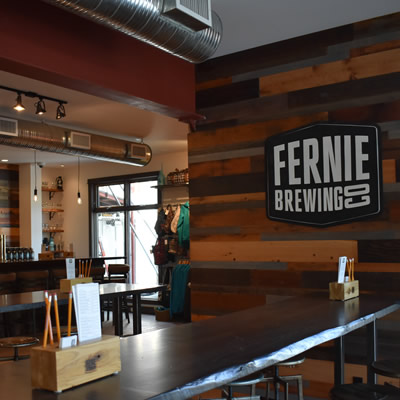 Newly renovated Tasting Room at the Fernie Brewing Company. 
