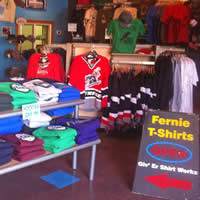 Photo of shirts display at the Fernie Giv'er Shirtworks store