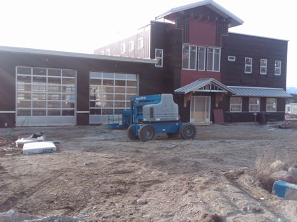 A photo of the construction taking place in Windermere on the fire hall.