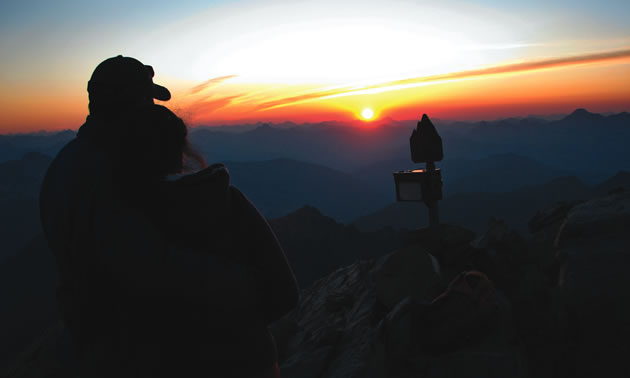 Photo of the sunrise from atop Fisher Peak